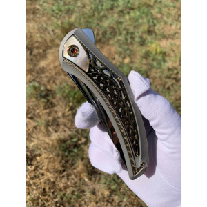 ОЛВАР (Olvar) колекційний складний ніж ручної роботи студії KUSTOM KNIVES, Сталь Damasteel® RWL-34™ 61-62 HRC. Photo 2